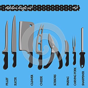 Vector set number two kitchen knives