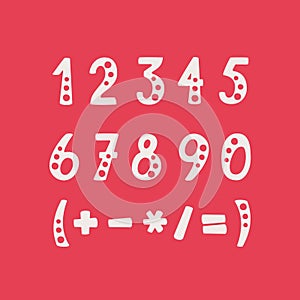Vector set of numbers and mathematical symbols