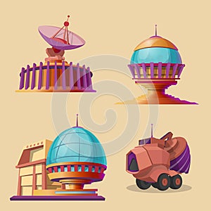 Vector set with objects for space exploration