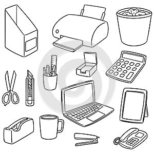 Vector set of office accessories