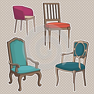 Vector Set of old Armchairs.