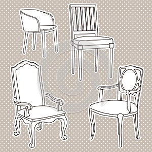 Vector Set of old Armchairs.