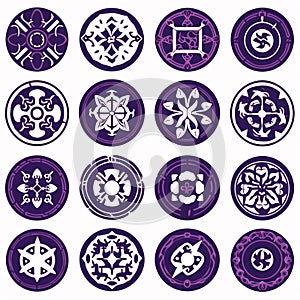 Vector set of ornamental mandalas. Design elements for logo, label, emblem, sign