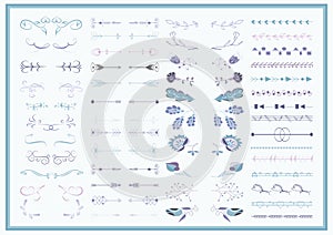 Vector set of ornate frames and scroll elements