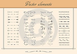 Vector set of ornate frames and scroll elements