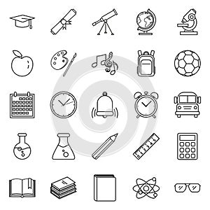 Vector Set of Outline Education Symbols. Back to School Icons.