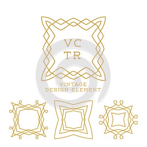 Vector set of outline emblems and badges