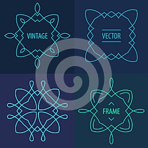 Vector set of outline emblems and badges