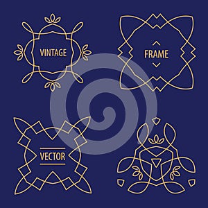 Vector set of outline emblems and badges