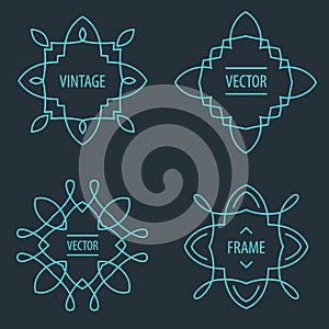 Vector set of outline emblems and badges