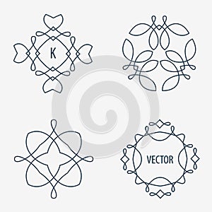 Vector set of outline emblems and badges