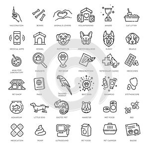 vector set, Outline web icon set - pet, vet, pet shop, types of pets