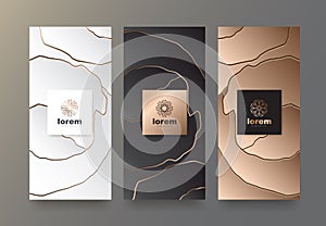 Vector set packaging templates with different texture for luxury products