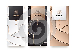 Vector set packaging templates with different texture for luxury products