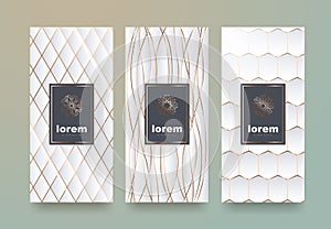 Vector set packaging templates with different texture for luxury products.logo design with trendy linear style.