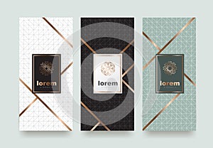 Vector set packaging templates with different texture for luxury products.logo design with trendy linear style.