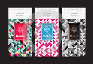 Vector set packaging templates with different texture for luxury products.logo design with trendy linear style.