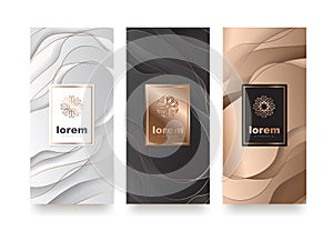 Vector set packaging templates with different texture for luxury products.logo design with trendy linear style.