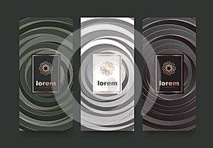 Vector set packaging templates with different texture for luxury products.logo design with trendy linear style.