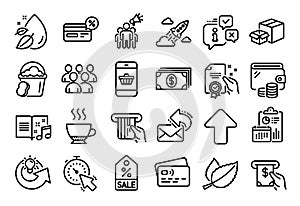 Vector set of Packing boxes, Group and Sponge line icons set. Vector