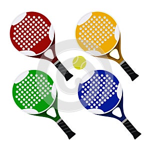 vector set of padel tennis rackets and a ball