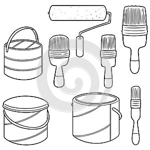 Vector set of paint bucket and paint brush