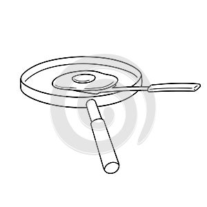 Vector set of pan, flipper and fried egg photo