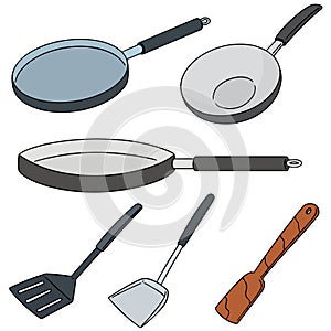 Vector set of pan and flipper photo