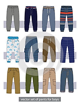 Vector set of pants for boys