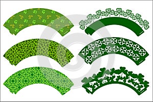 Vector set of Party Cupcake Decorations for St. Patrick`s Day. C