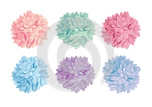 Vector Set of Pastel Colorful Birthday Party Paper Pom Poms. Great for handmade cards, invitations, wallpaper, packaging