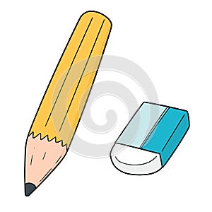Vector set of pencil and eraser