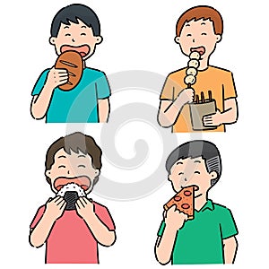 Vector set of people eating