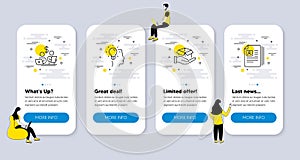 Vector Set of People icons related to Budget accounting, Hold box and Idea. Vector photo