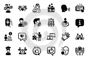 Vector Set of People icons related to Employee hand, Student and Nurse. Vector