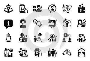 Vector Set of People icons related to Employees wealth, Like and Champagne glasses. Vector