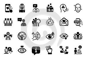 Vector Set of People icons related to Search people, Conjunctivitis eye and Cough. Vector