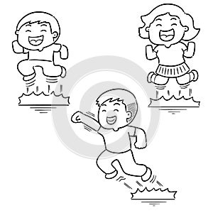 Vector set of people jumping