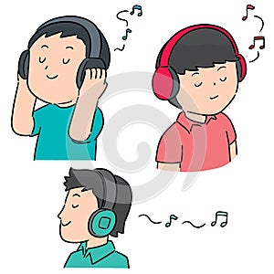 Vector set of people listening music