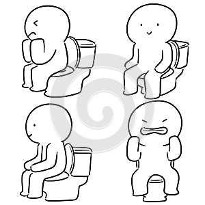 Vector set of people use flush toilet
