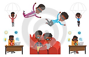 Vector set of people using modern technologies.