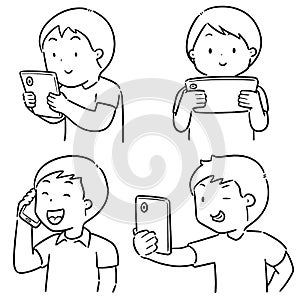 Vector set of people using smartphone