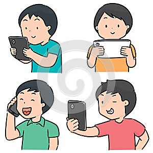 Vector set of people using smartphone