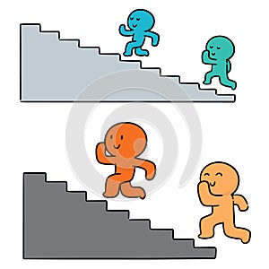 Vector set of people walk upstair