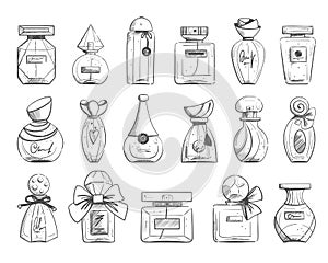 Vector set of perfume bottle