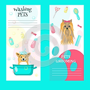 Vector set of pet grooming salon cards
