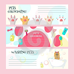 Vector set of pet grooming salon cards