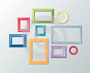 Vector set of photo frames on the wall