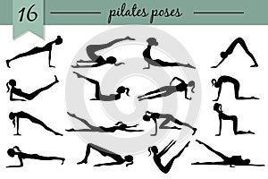 Vector set with pilates icons