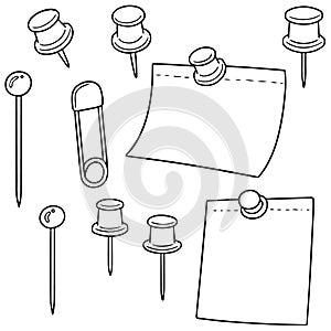 Vector set of pin and memonote